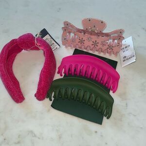 New‎ hairs accessories bundle, claw clips and chenille headband
